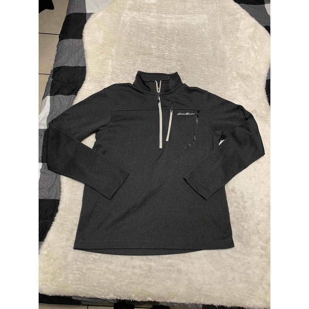 Eddie Bauer First Ascent 1/4 Zip Fleece Pullover‎ Mens Medium Gray Zip Pocket